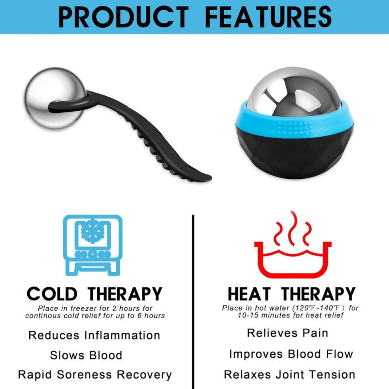 Nerūdijančio plieno fascijos masažo rutuliukų rinkinys — rankinis masažo įrankis raumenų atsipalaidavimui, karštas ir šaltas masažas, svoris 405 g