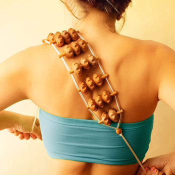 Буков дървен масажор за гръб с ръчен ролер за рамене, шия и гръб – 150 г