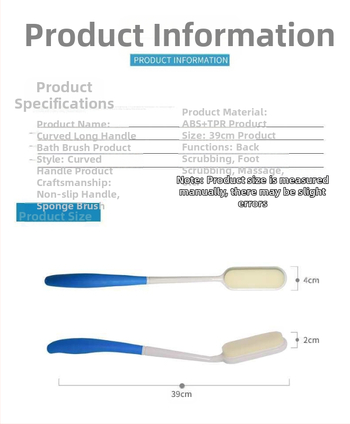 Ilga rankena kempinė vonios šepetėlis su išlenkta rankena nugaros valymui