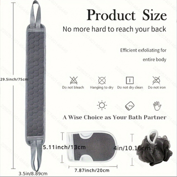 Σετ μπάνιου από τρία εξαρτήματα (μπάλα, μαντιλάκι, λουλούδι) με φυτικά ίνες και ενεργό απορροφητικό οξυγόνο βαμβάκι; γενικού σκοπού; 1000 σετ ανά κουτί