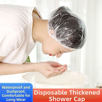 Καπέλο ντους μίας χρήσης, αδιάβροχο και ανθεκτικό στα λίπη, διαφανές PE, καθολικό, κανονικού πάχους