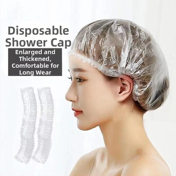 Καπέλο ντους μίας χρήσης, αδιάβροχο και ανθεκτικό στα λίπη, διαφανές PE, καθολικό, κανονικού πάχους
