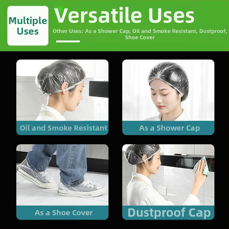 Еднократна шапка за душ, водоустойчива и маслозащитна, прозрачен PE материал, универсална, нормална дебелина
