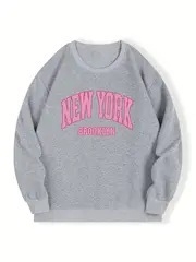 Sieviešu drukāts džemperis ar apaļu kaklu, garas piedurknes, regulāra versija, poliesteris 95%+