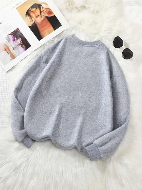 Sieviešu drukāts džemperis ar apaļu kaklu, garas piedurknes, regulāra versija, poliesteris 95%+