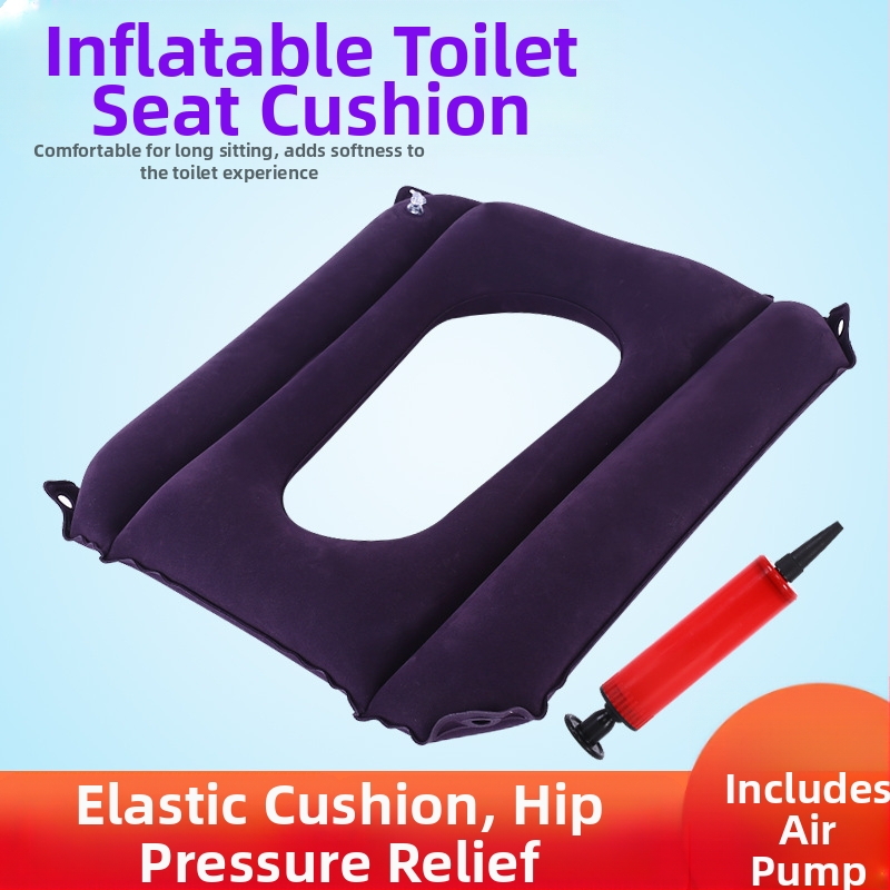 Nafukovací vankúš na sedadlo na toaletnom kresle, s PVC flokovanou povrchom, ochrana proti dekubitom pre vozíky a ležiacich pacientov (Model 01)