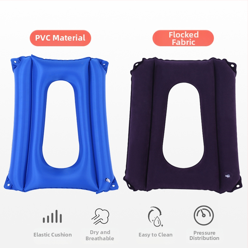 Nafukovací vankúš na sedadlo na toaletnom kresle, s PVC flokovanou povrchom, ochrana proti dekubitom pre vozíky a ležiacich pacientov (Model 01)