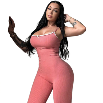 Ολόσωμη φόρμα από πολυεστέρα με φιόγκο και τιράντες, χωρίς μανίκια, υψηλή μέση, στενή γραμμή, μικροελαστικότητα, φθινόπωρο 2024