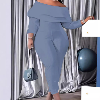 Πλεκτός ριβέ ολόσωμος jumpsuit, υψηλή ελαστικότητα, μακριά μανίκια, μέση μεσαίου ύψους, πολυεστέρας