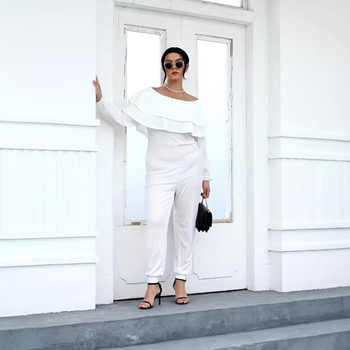 Πλεκτός ριβέ ολόσωμος jumpsuit, υψηλή ελαστικότητα, μακριά μανίκια, μέση μεσαίου ύψους, πολυεστέρας