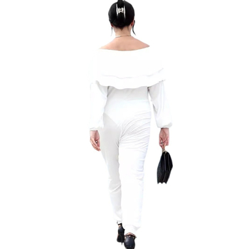 Πλεκτός ριβέ ολόσωμος jumpsuit, υψηλή ελαστικότητα, μακριά μανίκια, μέση μεσαίου ύψους, πολυεστέρας