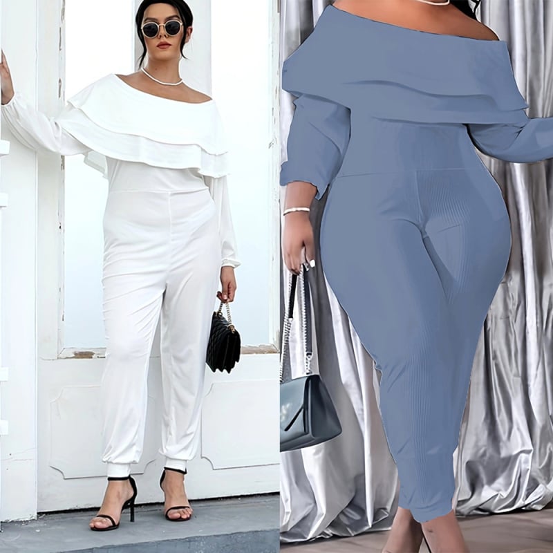 Плетен гащеризон с рибест модел, висока еластичност, дълги ръкави, талия средна височина, полиестер