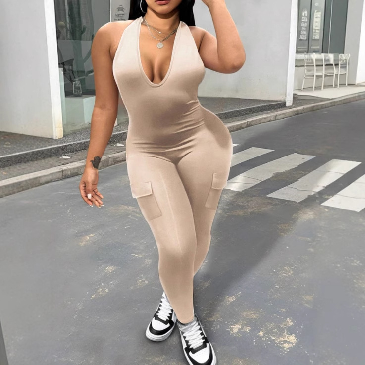 Ujj nélküli overál, elasztikus derék, szűk szabás, poliészter anyag