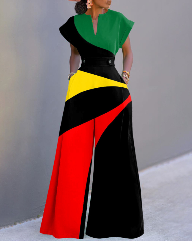 Гащеризон D916, полиестер, западен стил, без ръкав, прави крачоли, лято 2024