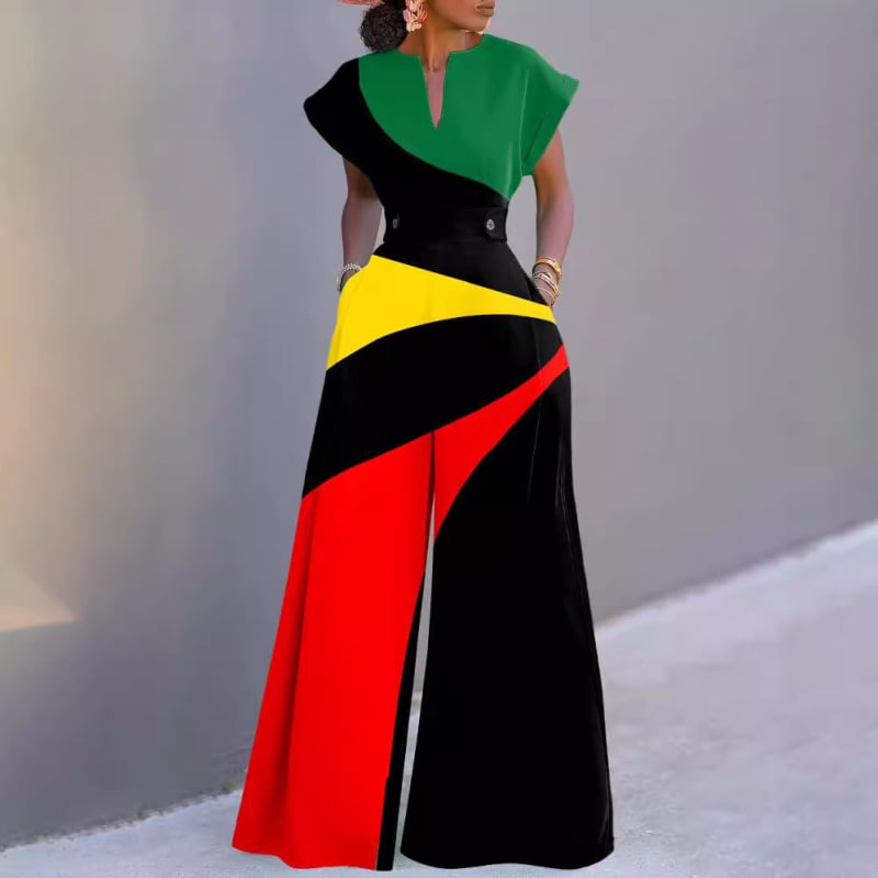 Гащеризон D916, полиестер, западен стил, без ръкав, прави крачоли, лято 2024