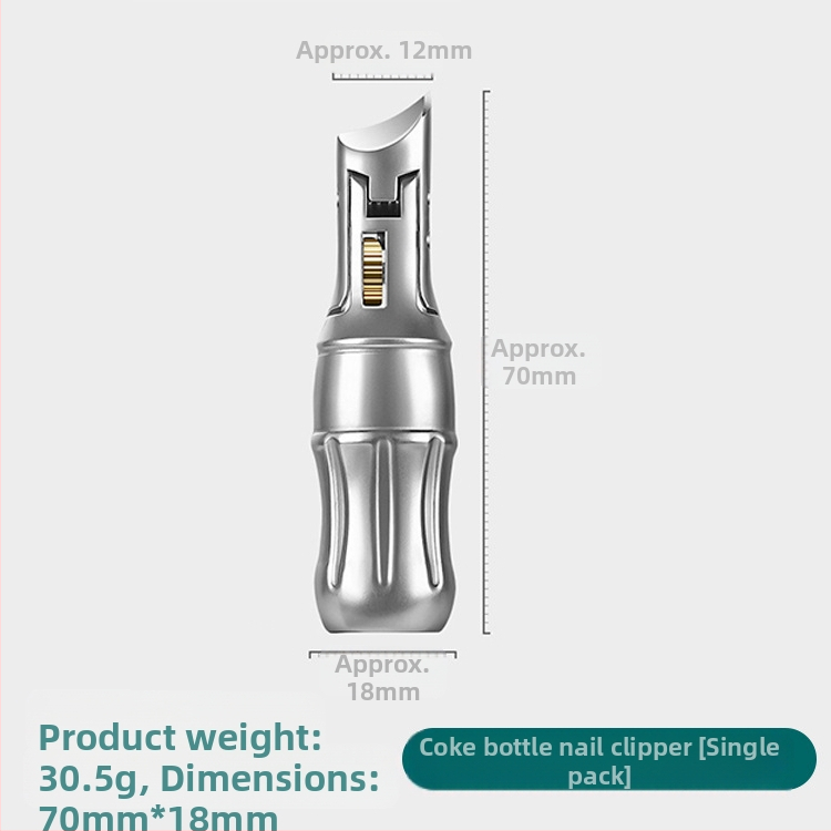 Nerūdijančio plieno nagų žnyplutė Coca-Cola formos, prieš purslų srovę, didelis atidarymas