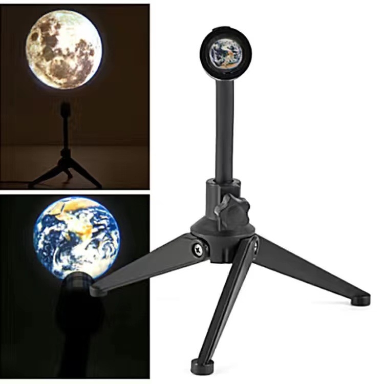 Lampă de proiecție Lună și Pământ cu alimentare USB, telecomandă, iluminare ambientală pentru dormitor și livestream (alimentare USB, telecomandă, fără smart)