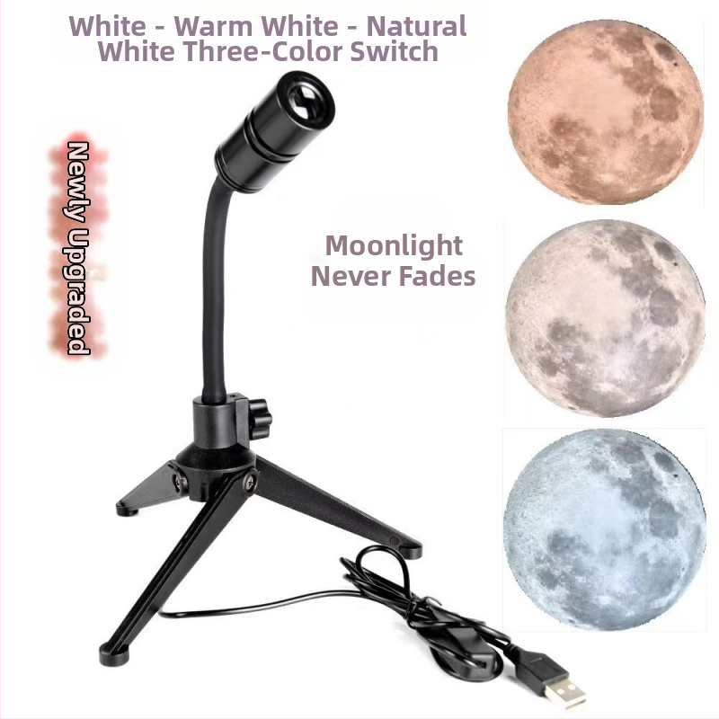 Lampă de proiecție Lună și Pământ cu alimentare USB, telecomandă, iluminare ambientală pentru dormitor și livestream (alimentare USB, telecomandă, fără smart)