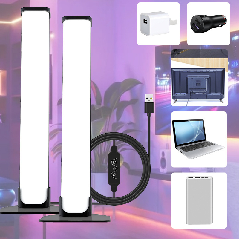 LED asztali környezeti fény Bluetooth alkalmazással és 24-gombos vezérlővel, téglalap alakú alumínium lámpa az asztalhoz, PC-hez és TV-szekrényhez, 5V bemenet, szabályozható fényerő, élettartam 20 000 óra