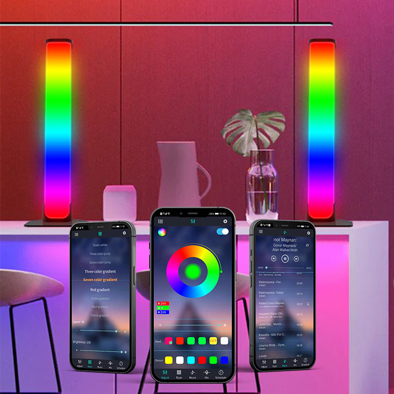 LED asztali környezeti fény Bluetooth alkalmazással és 24-gombos vezérlővel, téglalap alakú alumínium lámpa az asztalhoz, PC-hez és TV-szekrényhez, 5V bemenet, szabályozható fényerő, élettartam 20 000 óra