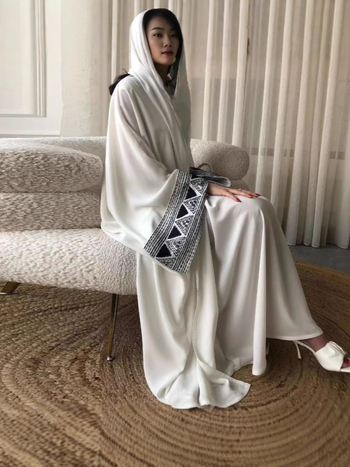 Πολυεστερική κεντημένη Αμπάγια ρόμπα, φόρεμα με σιλουέτα Α-γραμμή, μακριά μανίκια