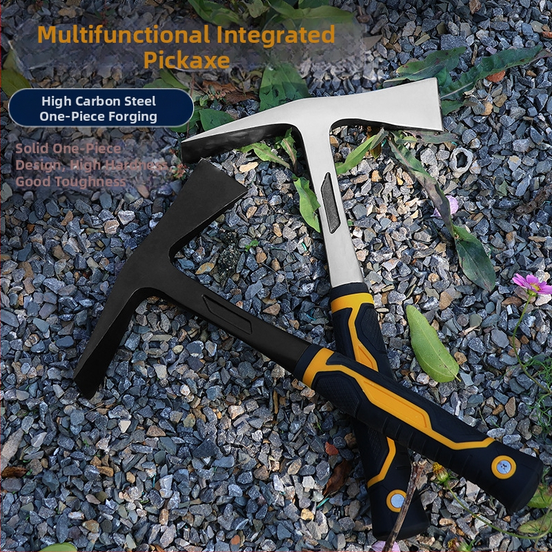 Мултифункционална кирка с едноцял корпус — върхово и плоско острие, ударна функция за градина и ферма