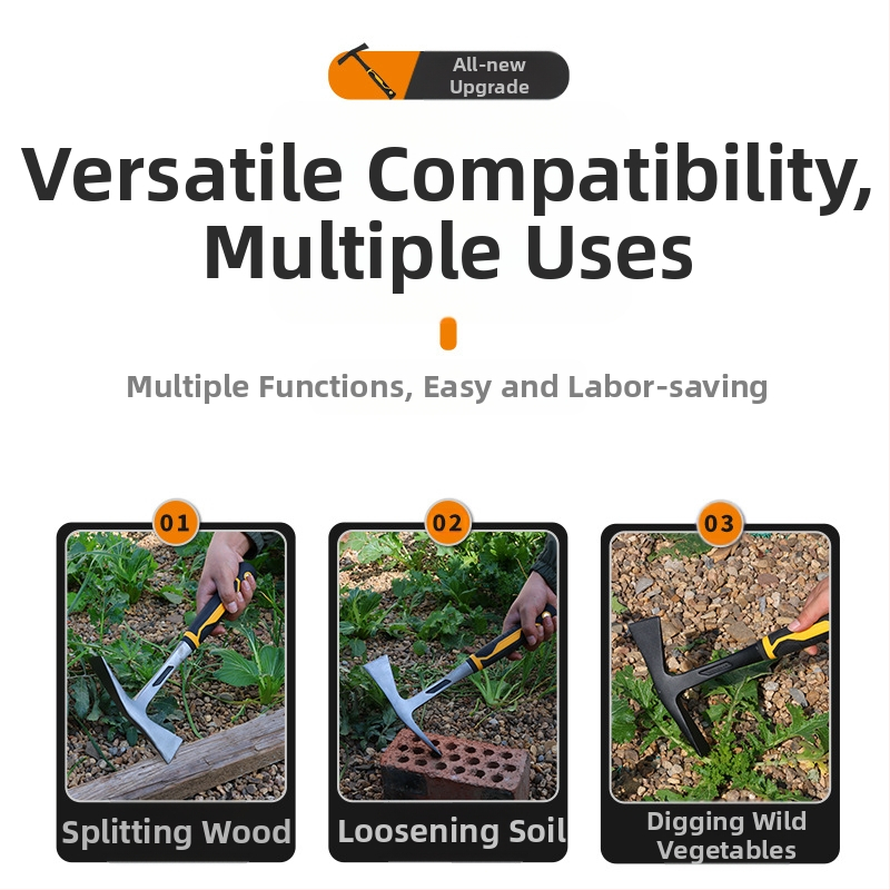 Мултифункционална кирка с едноцял корпус — върхово и плоско острие, ударна функция за градина и ферма