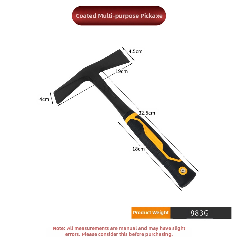 Мултифункционална кирка с едноцял корпус — върхово и плоско острие, ударна функция за градина и ферма