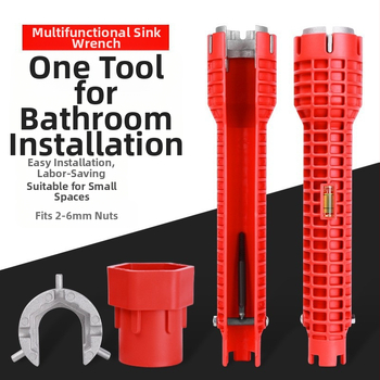 Ρυθμιζόμενο κλειδί - 5-σε-1 / 8-σε-1 πολυλειτουργικό εργαλείο εγκατάστασης υδραυλικών για νεροχύτη και μπάνιο - Χρωμιο-βανάμιο ατσάλι