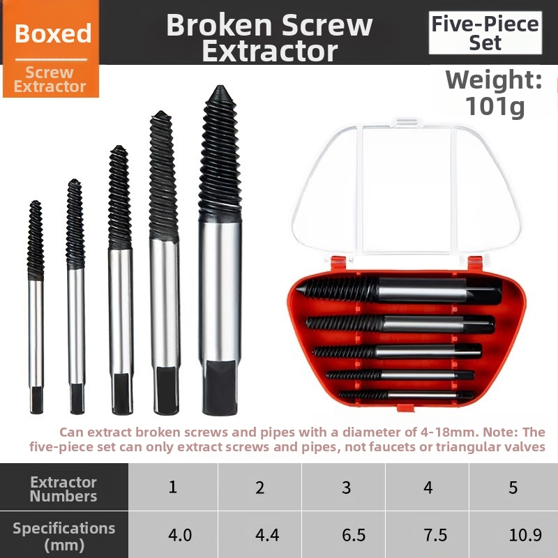 Shouli извличач за счупени винтове и резби за кранове и тръби – двуглавен, с обратна резба, шестостенков извличач