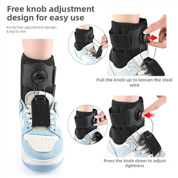 Kulkšnies atramos ortozė su pasukamu mygtuku ir reguliuojama tempimo juosta, dienos ir nakties nešiojimui, vaikščiojimo palaikymas