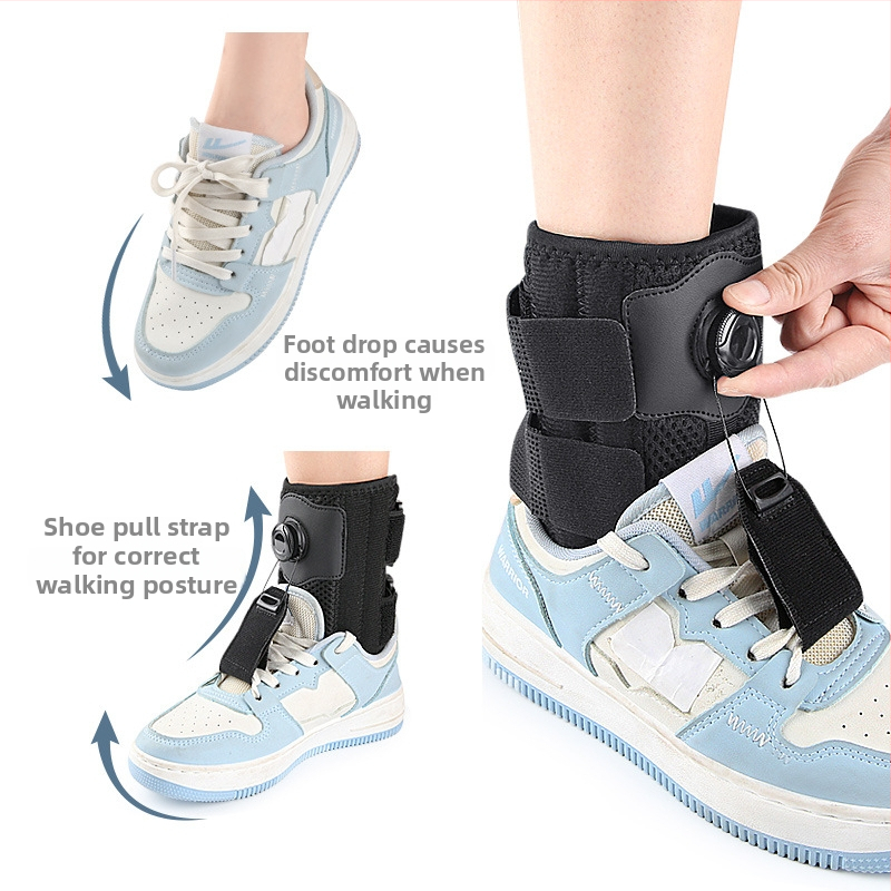 Kulkšnies atramos ortozė su pasukamu mygtuku ir reguliuojama tempimo juosta, dienos ir nakties nešiojimui, vaikščiojimo palaikymas