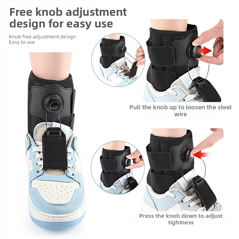 Kulkšnies atramos ortozė su pasukamu mygtuku ir reguliuojama tempimo juosta, dienos ir nakties nešiojimui, vaikščiojimo palaikymas