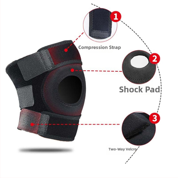 Ρυθμιζόμενες αθλητικές επιγονατίδες με Velcro, ανοικτός σχεδιασμός γόνατος, νεοπρέν, 75 g, για τρέξιμο, σκοινάκι και μπάσκετ