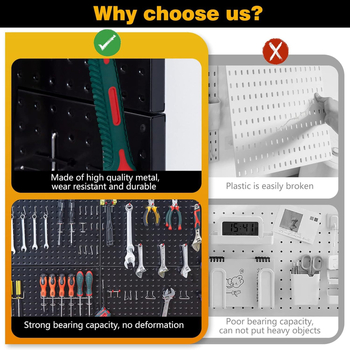 Πίνακας οπών από άνθρακα χάλυβα για τοίχο – πολυχρηστική χρήση, ένα επίπεδο, στυλ πίνακα με οπές