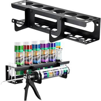 Ράφι τοίχου για σωλήνες με αποθήκευση σφραγιστικού πιστόλι – χάλυβας άνθρακα, μοντέρνος μινιμαλισμός, εγκατάσταση με βίδες, 1 επίπεδο, πολλαπλών χρήσεων