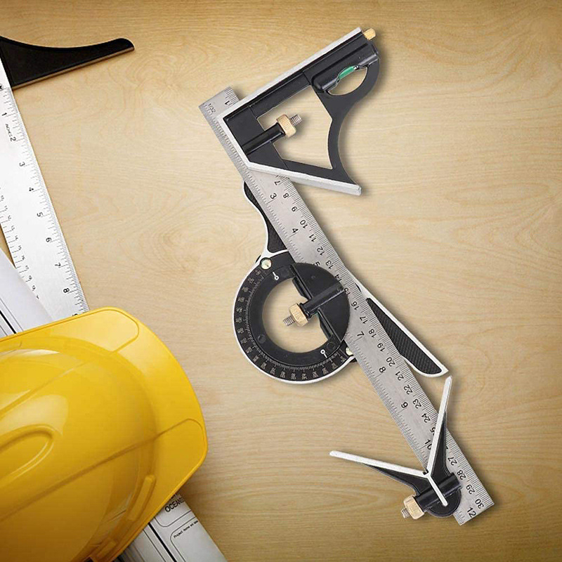 3‑в‑1 неръждаема стомана прецизен дърводелски ъгломер и квадрат, подвижен