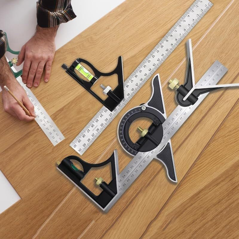 3‑в‑1 неръждаема стомана прецизен дърводелски ъгломер и квадрат, подвижен