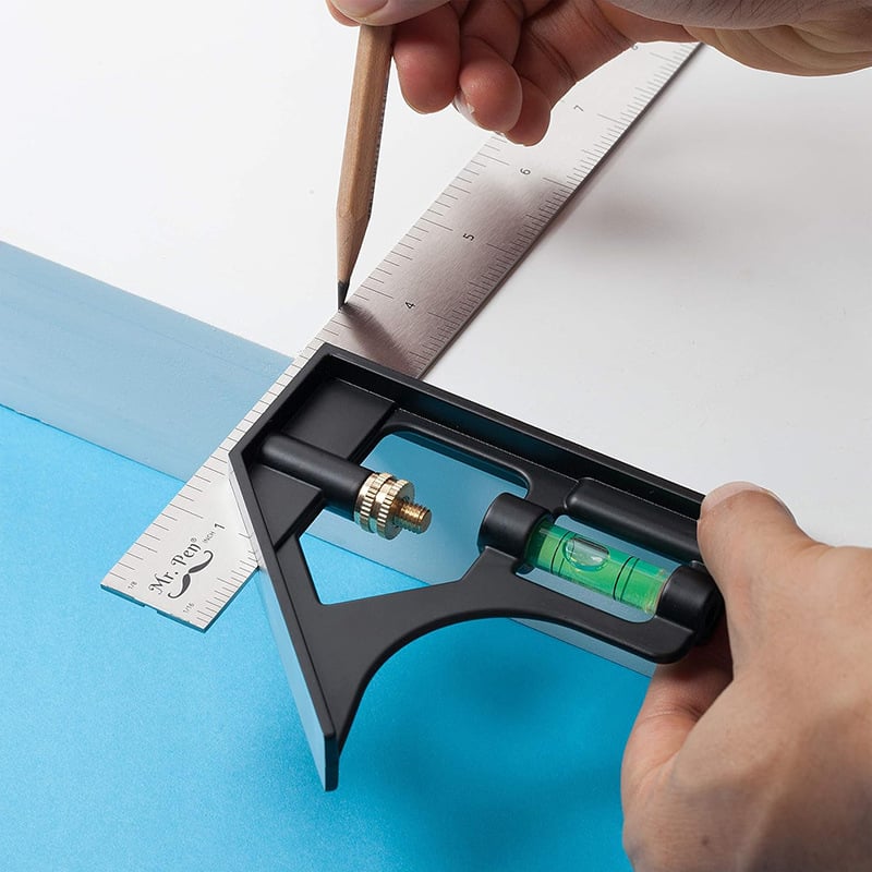 3‑в‑1 неръждаема стомана прецизен дърводелски ъгломер и квадрат, подвижен