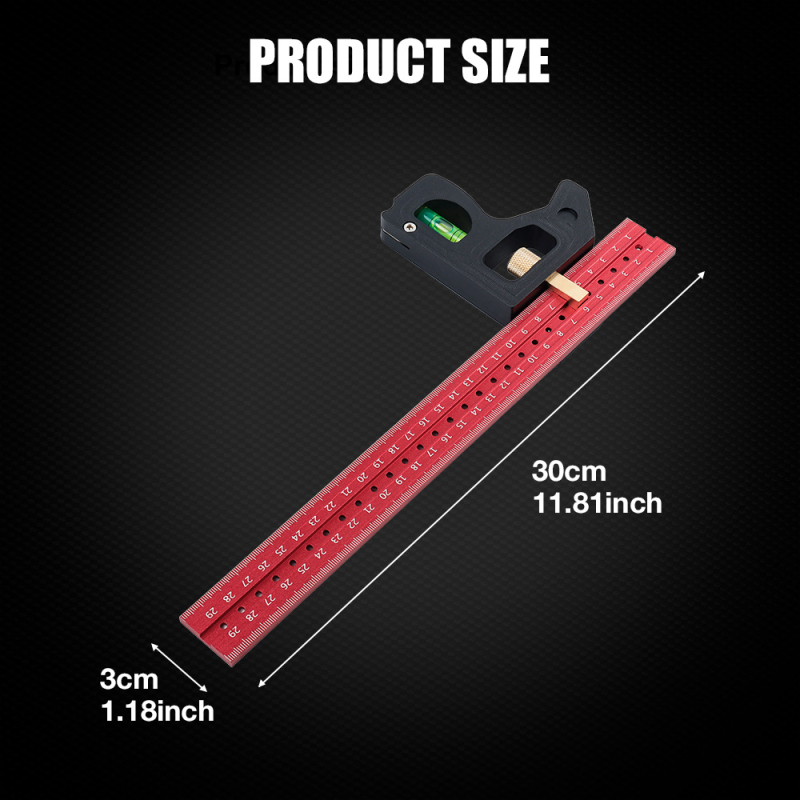 Κανόνας ορθογώνιας γωνίας με διπλή κλίμακα, μετακινήσιμος γωνίας, ανοξείδωτος χάλυβας, υψηλή ακρίβεια