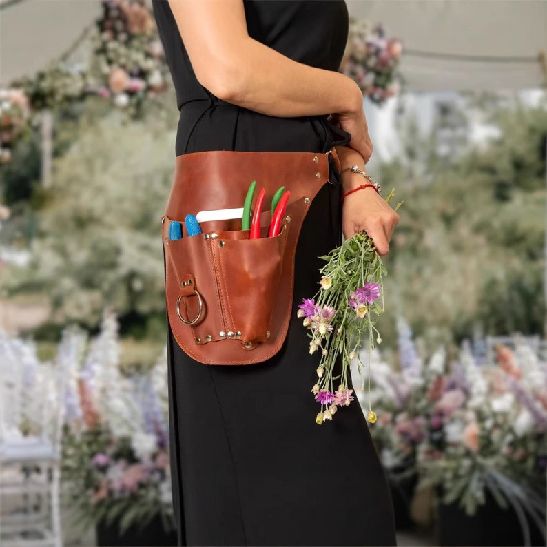 PU odinė juosmens delninė sodo įrankiams su keliais kišenėmis