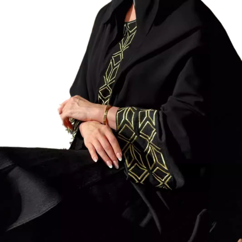 Vyšivana Abaya haljina, poliester tkanina, rukavi bat, dugi rukavi, duga haljina