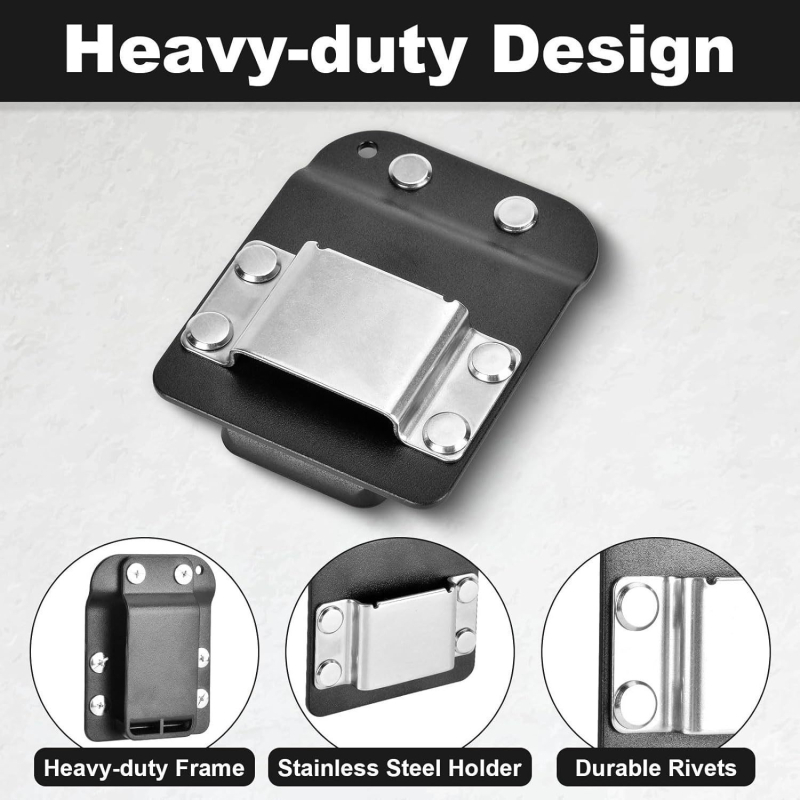 Поясен държач за електрическа ударна бормашина и гаечен ключ с държач за битове и универсален клип – неръждаема стомана AISI 420, преносим инструмент