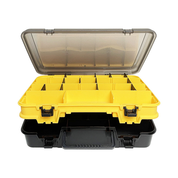 Dvigubo sluoksnio meškerėjimo reikmenų dėžutė, nešiojama, daugiafunkcinė, talpa 80+