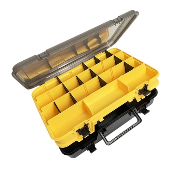 Dvigubo sluoksnio meškerėjimo reikmenų dėžutė, nešiojama, daugiafunkcinė, talpa 80+