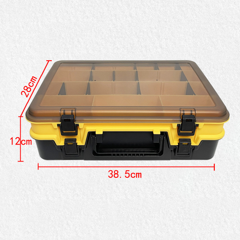 Dvigubo sluoksnio meškerėjimo reikmenų dėžutė, nešiojama, daugiafunkcinė, talpa 80+