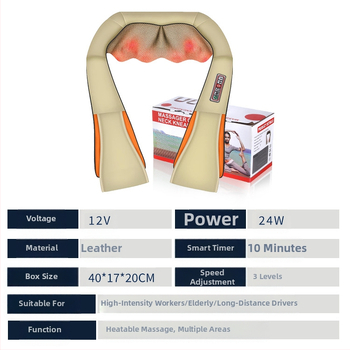 Kaklo, pečių ir nugaros masažuoklis su 8 masažo galvutėmis, karštasis kompresas, AC maitinimas, modelis HF-P07, laikmatis, 3 greičiai