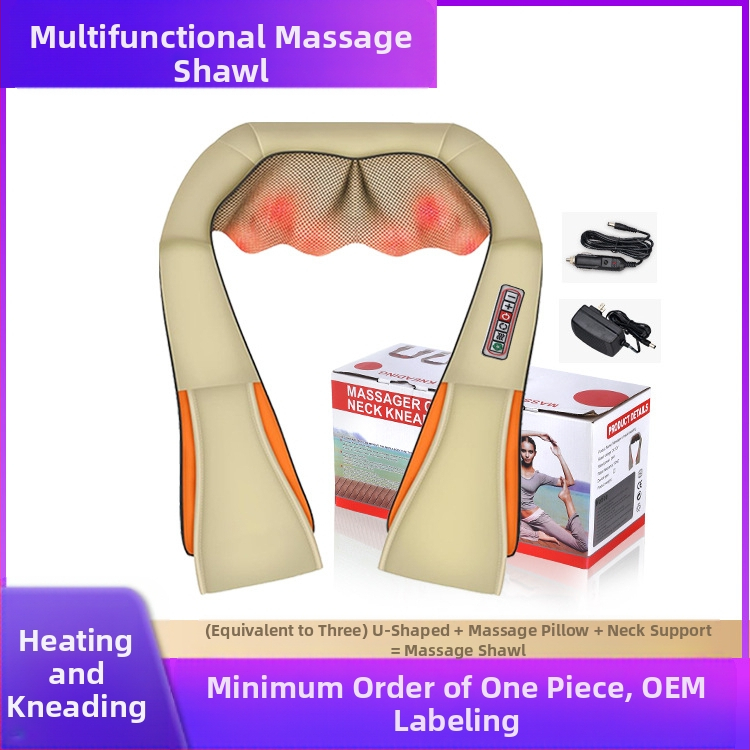 Kaklo, pečių ir nugaros masažuoklis su 8 masažo galvutėmis, karštasis kompresas, AC maitinimas, modelis HF-P07, laikmatis, 3 greičiai