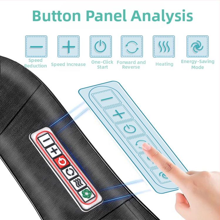 Масажор за шия, рамене и гръб — 8 масажни глави, топъл компрес, AC захранване, модел HF-P07, таймер, 3 степени