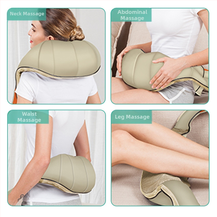 Масажор за шия, рамене и гръб — 8 масажни глави, топъл компрес, AC захранване, модел HF-P07, таймер, 3 степени